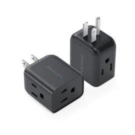 TROND 2 Pack Multi Plug Outlet Extender, Wall Outlet Splitter with 3 Way Plug, 3-Sided Multiple Electrical Expander, Mini Travel Adapter Spaced for Cruise Ship Essentials Home Office Supplies, Black