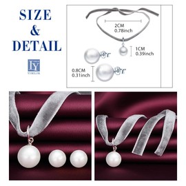 Yumilok Necklace Women's Necklace Collar Women's Stud Earrings Pearl Stud Jewellery Sets with White Pearl Made of 925 Sterling Silver Black Blue, Sterling Silver Pearl Sterling Silver Pearl flannel,