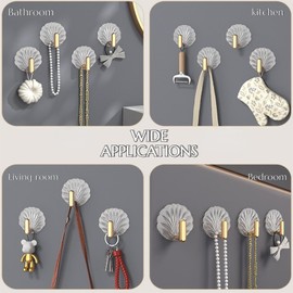 KINTEGOOD Adhesive Wall Hooks, Heavy Duty Decorative Hangers for Keys, Purses, Over The Door, 4 Pack