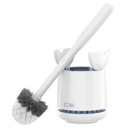 MR.SIGA Cepillo para Inodoro con Soporte, Mango Largo, Blanco, Paquete de 1