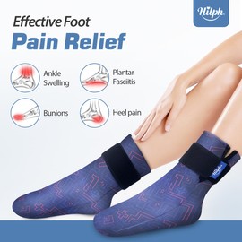 Hilph Cold Therapy Socks for Hot Feet, Reusable Ice Pack Cooling Sock Foot Ice Pack Wrap Cold Therapy Compression Ice Sock for Heel, Ankle, Feet Plantar Fasciitis, Achilles Tendonitis-2 Blue