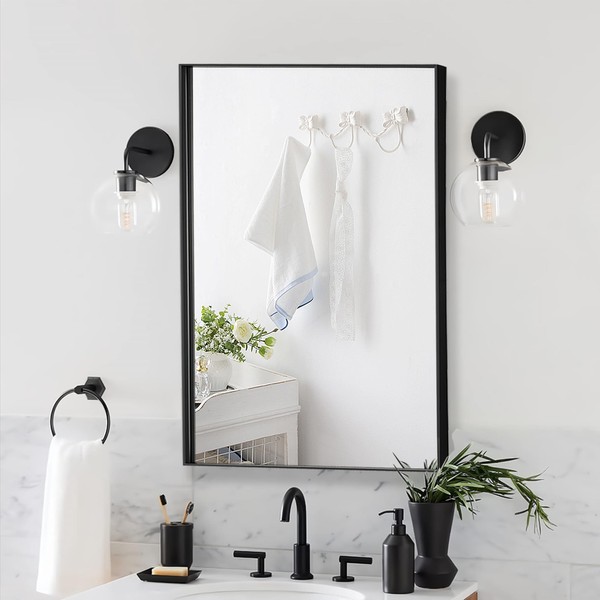 Bonverre 20 x 36 Inch Rectangle Wall Mirror, Aluminum Frame
