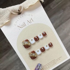 Lyvora Handmade False Nail for Feet, Crystal Rhinestones, Silver Glitter, Perfect for Summer, Beach Wedding, Reusable, Set of 10