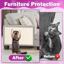ENONCI 23.6x15.8 Cat Wall Scratcher Mat with Nano Tape,Anti Cats Scratch Furniture Couch Carpet Corner Protector for Indoor,Trimmable Cat Scratching Pad Board Sofa Replacement