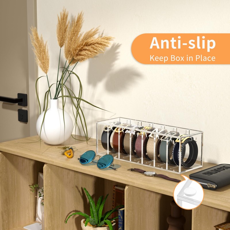 FEMELI Belt Organizer, Acrylic Belt Storage for Closet with Dust