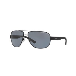 A|X ARMANI EXCHANGE Men's AX2012S Rectangular Sunglasses, Matte Black/Grey Polarized, 62 mm