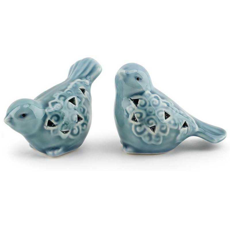 Jeukwud Set of 2 Ceramic Bird Figurines, Ceramic Bird Statues