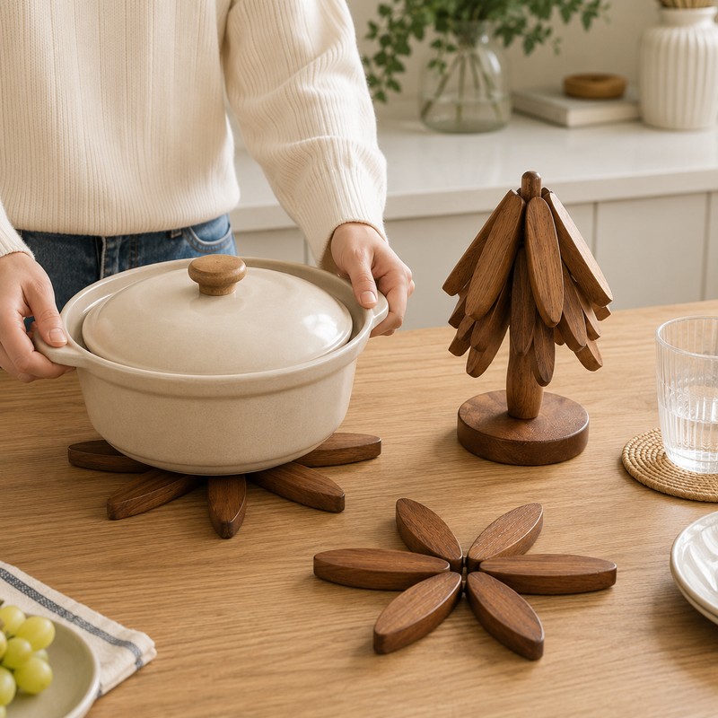 Wooden Trivet for Hot Pots & Bowls – Tree-Shaped Heat-Resistant
