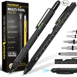Father's Day Gifts from Daughter Son Wife, 9 in 1 Multitool Pen, Gifts for Men Who Have Everything, Unique Gifts for Dad from Daughter Son, Dad Gifts for Him, Husband, Grandpa, Boyfriend - All Black