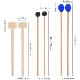 Abaodam 3 Pairs Percussion Mallets Bass Drum Mallets - Wood Mallets Percussion Timpani Mallets Bell Mallets Drumsticks For Practice Percussion Instrument Beginner Accessories