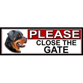 SHAWPRINT Rottweiler PLEASE CLOSE THE GATE METAL GATE SIGN 266mm x 87m. (871H2)
