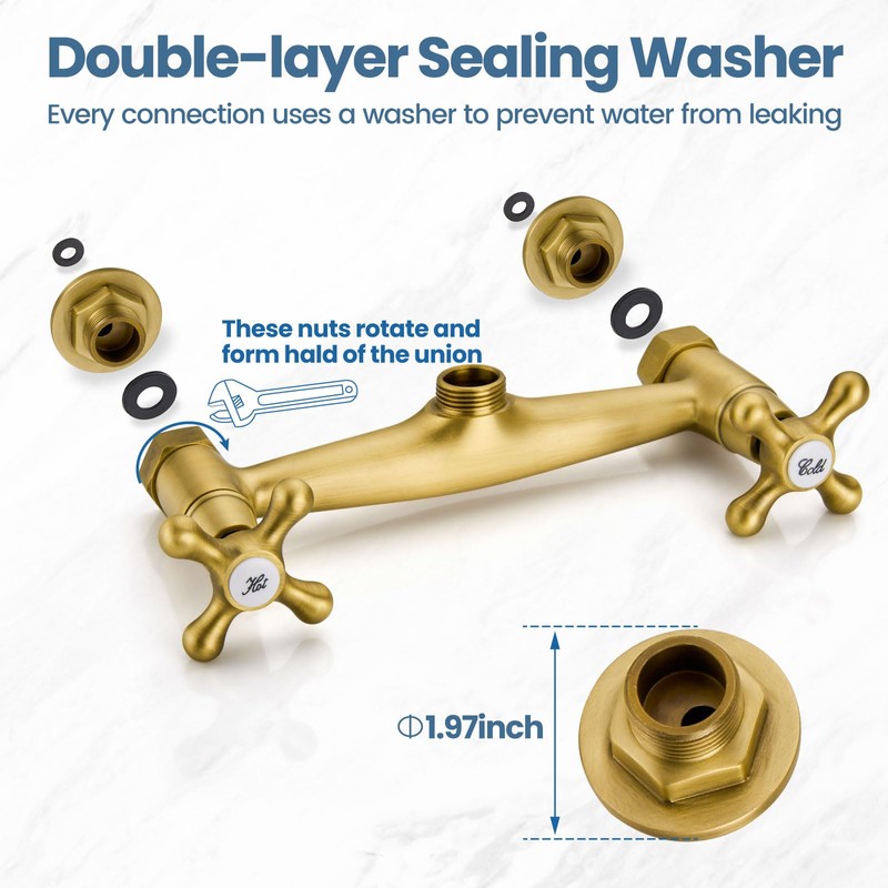 Airuida Wall Mounted 8 Inch Center Kitchen Sink Faucet Commercial