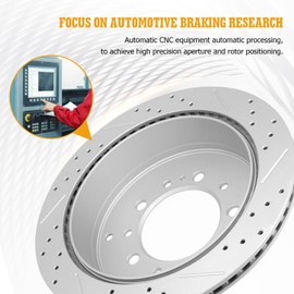 Disc Brake Rotor Rear Drilled and Slotted Vented Rotors for 2008 2009 2010 2011 2012 2013 2014 2015 2016 2017 2018 2019 2020 2021 Lexus Lx570 Toyota Land Cruiser Sequoia / 2007-2021 Tundra