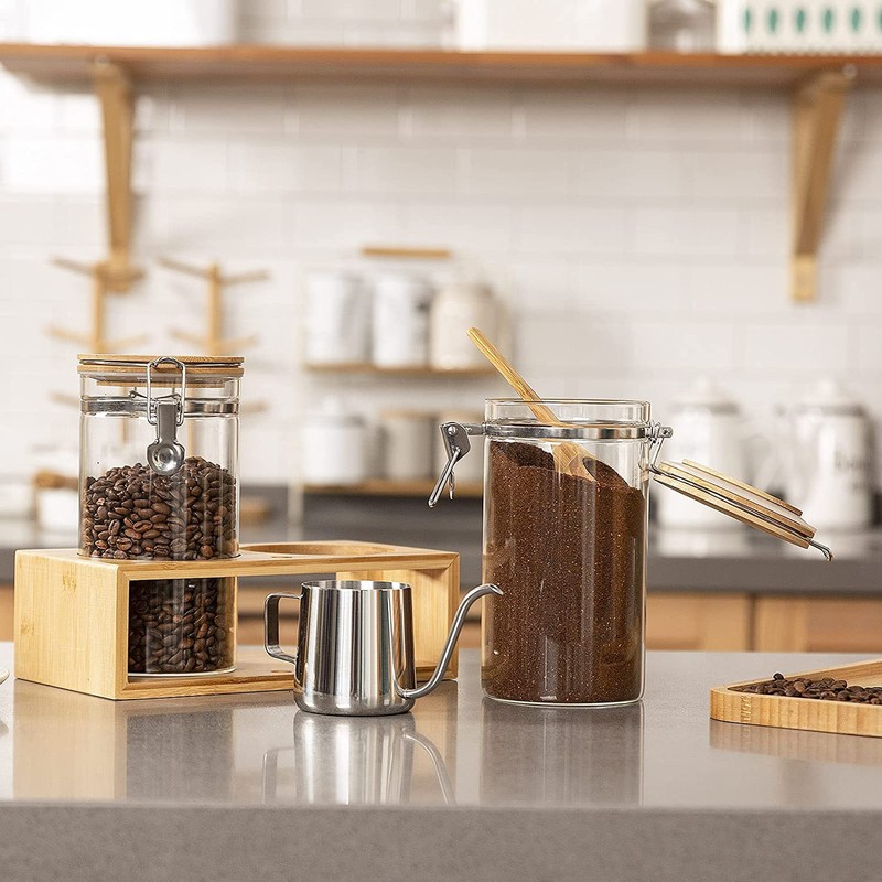 Yangbaga Glass Coffee Containers with Shelf, 2 x 45 oz