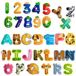 EHR Magnetic Letters and Numbers,Colorful ABC Animal Alphabet Fridge Magnets,Educational Spelling Learning Game Toys for Kids,Toddlers 3 4 5 Years Old (Uppercase Letter+ Numbers)