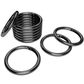 10 mosquetones redondos de metal con resorte de diámetro interior de 1 pulgada de anillo de resorte para llaveros, cartera, bolso, bolso (negro pistola)