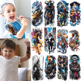 12 Sheets Christmas Half Sleeve Animal Tattoo for Kids, The Twelve Chinese Zodiac Signs Temporary Tattoos, Cool Non Personalized Animal Birthday Party Supplies Girls Boys Gifts Favors Supplies