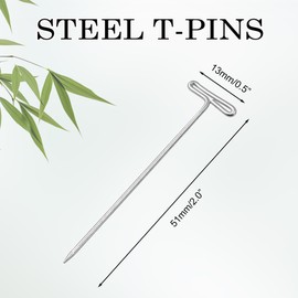 Qancekoo 50 PCS T-Pins for Wigs, 2 Inch Sharp Sturdy Steel Sewing Straight T Pins for Blocking Knitting Crochet Crafts Project Office Wall Cork Board Foam with Storage Box (Silver)