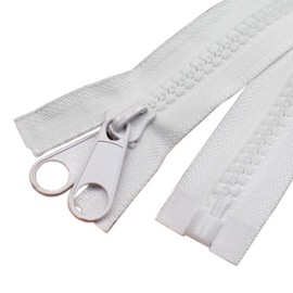 YaHoGa #10 - Cremalleras de plástico grandes separadoras de 100 pulgadas, color blanco con doble lengüeta deslizante, cremalleras resistentes para costura, saco de dormir, barco, marino, lona, cubierta, cama para perro, tienda de campaña (100 pulgadas DP