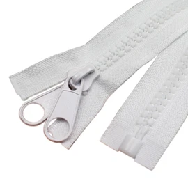 YaHoGa #10 - Cremalleras de plástico grandes separadoras de 100 pulgadas, color blanco con doble lengüeta deslizante, cremalleras resistentes para costura, saco de dormir, barco, marino, lona, cubierta, cama para perro, tienda de campaña (100 pulgadas DP