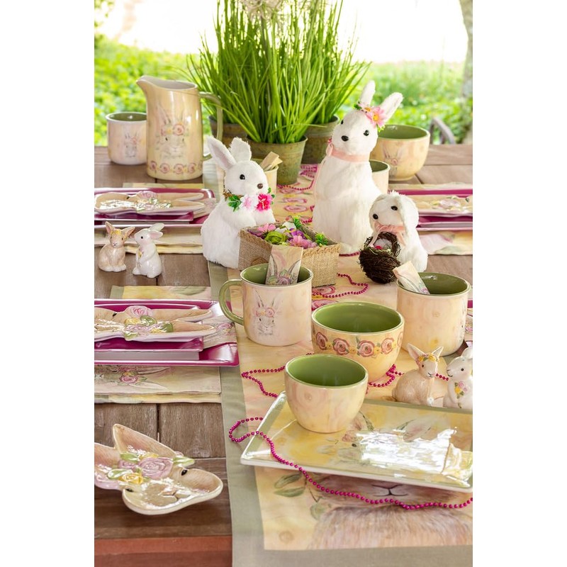 Boston International Serving Plate Easter Ceramic Tableware, 10 x 8-Inches