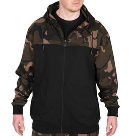 Fox LW BLack/Camo Split Zip Hoody Fishing Jumper, black