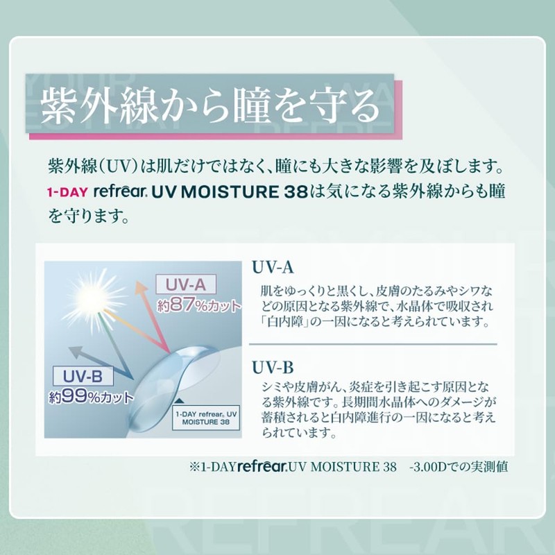 One Day Refrea UV Moisture 38 1 Day Disposable Contact