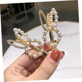 Ipetboom 2 Pcs Pearl Rhinestone Rabbit Hairpins Sweet Barrettes Hair Clips Elegant Hair Accessories with Strong Grip