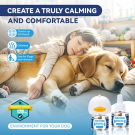 Dog Calming Pheromones Diffuser: 3-in-1 Kit Appeasing Pheromone Diffuser to Calm (1 Plugin+2x48ml Refills) for Comfort Reduces Stress Anxiety, Long-Lasting Appeasing Pheromone for Pet Dog Cat (3in1)