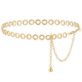 Molain Metal Waist Chain for Women, Adjustable Body Link Belt, Metal Chain Belt, Women's Alloy Waist Chain Waist Belt for Denim Dresses, gold