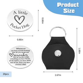 Mzario Pocket Hug 20 Set Pockets Hug Token Pocket Hugs Stainless Steel Double Sided Pockets Hug Keychain for Men Women Valentine Inspirational Graduation Birthday Gifts