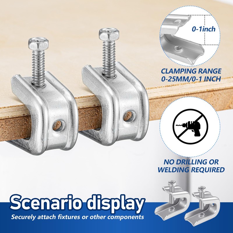 Hicarer 50 Pcs 1/4" x 20 Beam Clamp Steel Screw