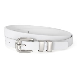 JASGOOD Women Skinny Leather Belt Fashion Thin Waist Belt for Jeans Dress Ladies Small Belt with Gold/Silver Buckle