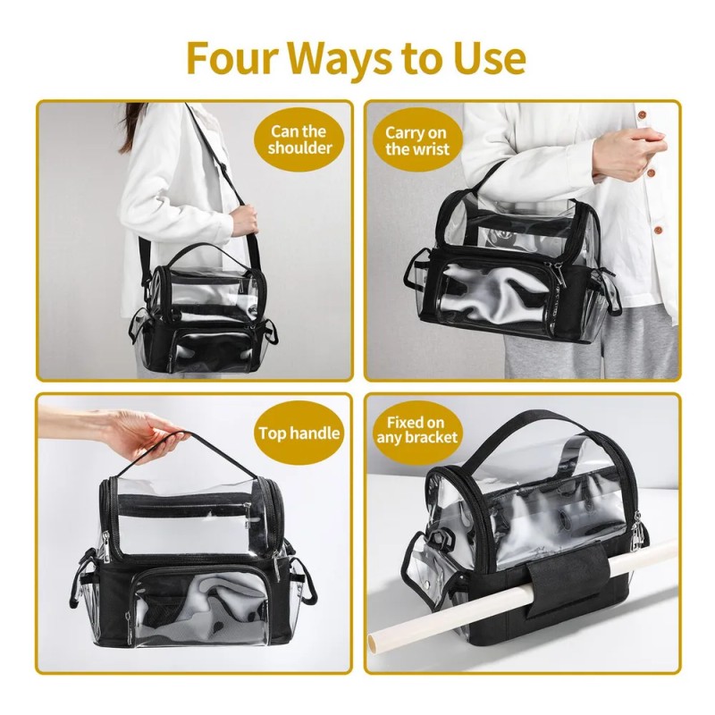 Bolsa Transparente Impermeable Para Cosméticos Color Negro Barbertop