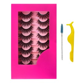 beautykaisen 8Pair False eyelash book with tweezer Soft Reusable Handmade Volume Fluffy eyelashes(3D985tw)