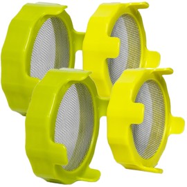 4PCS Plastic Sprout Lids with Stainless Steel Screen for Wide Mouth Mason Jars, Bean Screen Microgreens Growing Kit for Bean Sprouts, Broccoli Seeds, Alfalfa