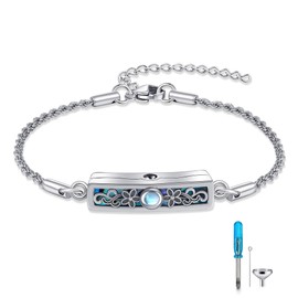 DAYLINLOVE Urn Bracelet for Ashes 925 Sterling Silver Moonstone Cremation Bracelet Urn Jewelry for Women, Sterling Silver