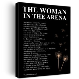 Inspirational Canvas Wall Art Motivational the Woman in the Arena Quote Canvas Print Positive Speech Quotes Canvas Painting Office Home Wall Decor Framed Gift 12 x 15 Inches