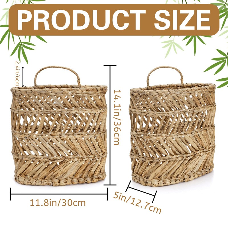 YOUEON Large Woven Hanging Storage Basket, 12x5x14 Inch Natural Water