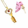 SeLgurFos Heart-shaped Golden Cage Key with 50 cm Necklace for