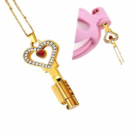 SeLgurFos Heart-shaped Golden Cage Key with 50 cm Necklace for Men, Women and Couples, Waterproof Metal Lock Accessories for Chastity Cage Men, Compact & Durable (V2)
