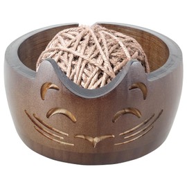 Wooden Yarn Bowls for Knitting and Crochet Cat Knitting Yarn Bowl Yarn Storage with Holes Pine Crochet Yarn Holder Portable Weaving Thread Bowl Cute Crocheting Accessories Sewing Supplies Organizer