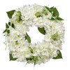 16'' Artificial Hydrangea Wreath White Fake Flower Wreath, Faux Hydrangeas