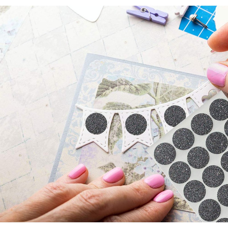 Black Sparkles Color Coding Labels 1" Round 25 mm -