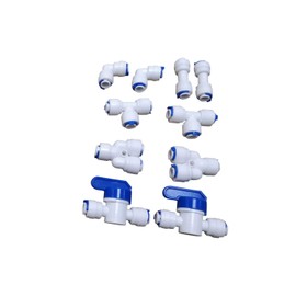 GREDIA 1/4" inch Quick Connect Water Purifiers Tube Fittings for RO Water Reverse Osmosis System (Ball Valve + L + Y + I + T Type) + PVC Pipe Tube Hose Cutter + 15 Meters/49.2 Feet Tubing Pipe (White)
