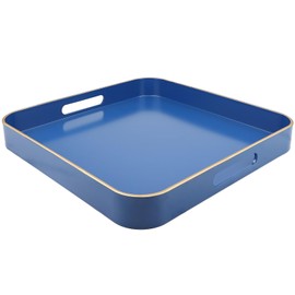 Omuriko Royal Blue Square Decorative Tray with Handles, 13"*13" Versatile Serving Tray for Coffee Table, Ottoman, Ideal for Serving, Displaying, Organizing