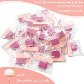 Kit de manicura de 4 piezas, limas de uñas de grano 240, bloque pulidor de uñas de grano 100/180, palito de cutículas de cristal, pegatinas de gel par