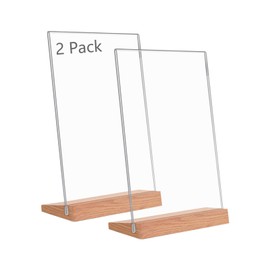 maswater 8.5 x 11 Acrylic Sign Holder, 2 Pack Clear Menu Display Stand Desktop, Paper Holder Table Top Sign
