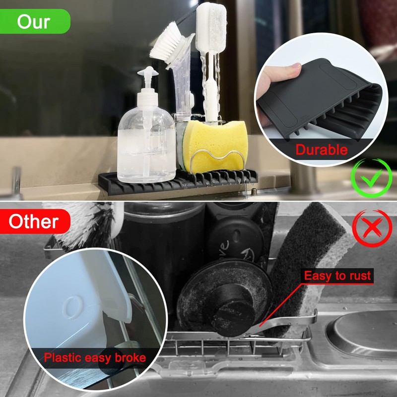 Gosmol Silicone Sponge Holder Rack Dish Soap Holder for Kitchen