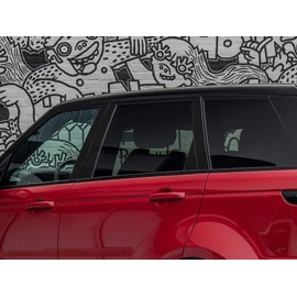 Rvinyl Pillar Post Pre Cut Window Trim Kits in Gloss Black Compatible with Land Rover Range Rover Sport 2014-2021 - Adhesive Backs
